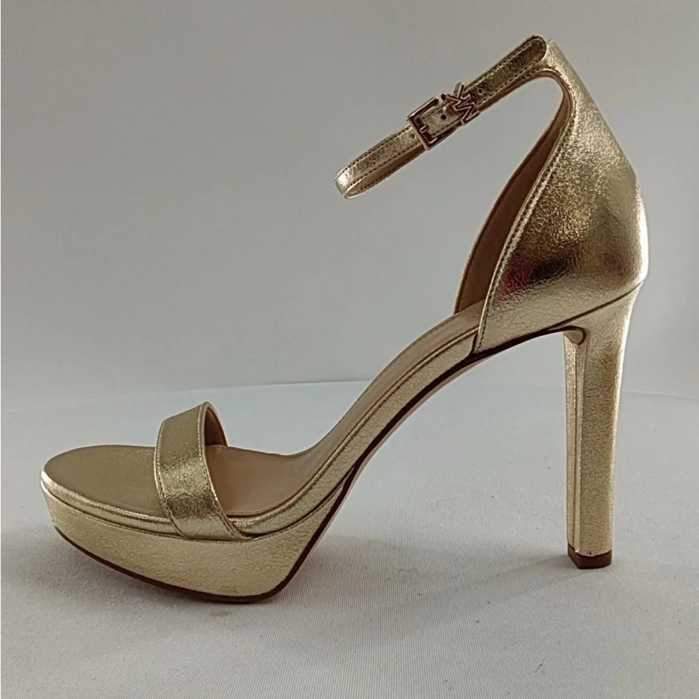 Michael Kors Metallic Gold Ankle-Strap Platform Heels - Picture 5 of 9